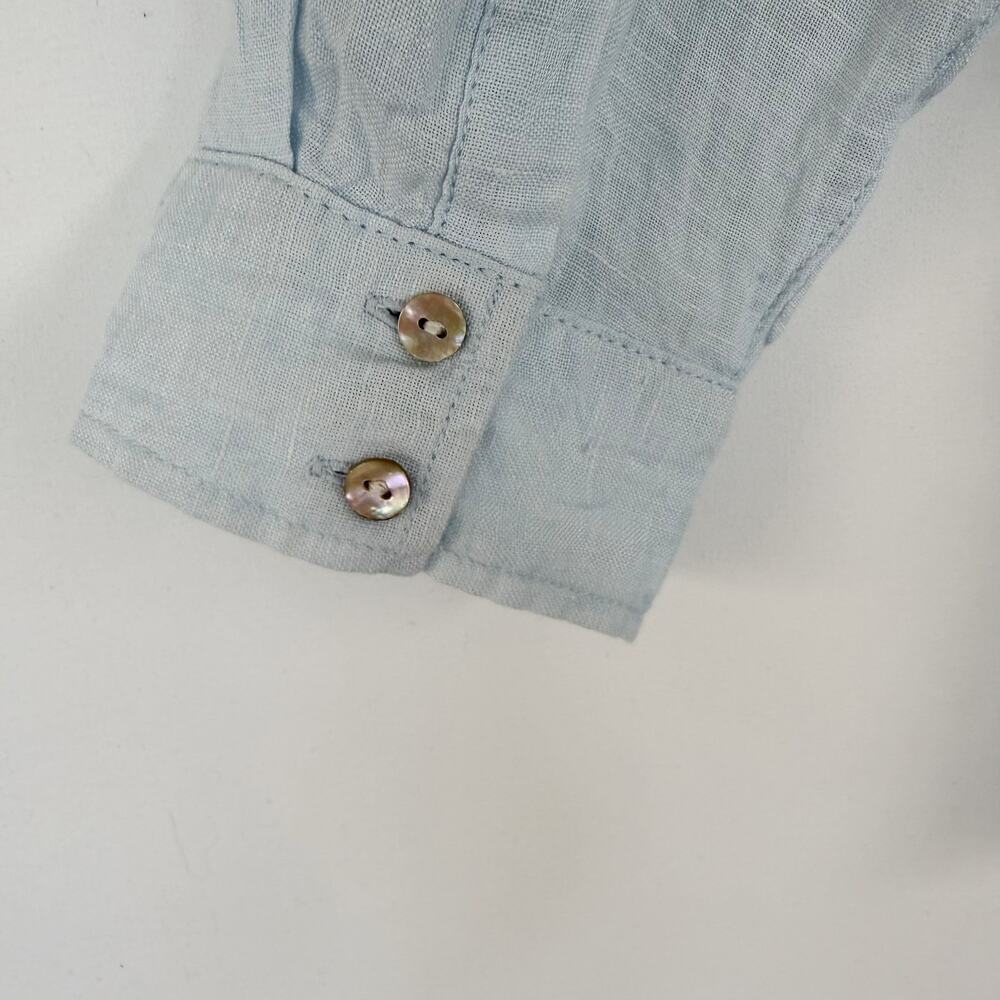 Sigrid Olsen 100% Linen Light Blue Button Down Long Sleeve Top Women's XL - Picture 5 of 12
